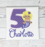 Mermaid Birthday Shirt, Girls Birthday Shirt, Mermaid Scale, Mermaid Age Name Shirt, Girls Birthday Shirt, Embroidery Shirt, Gift for Girl