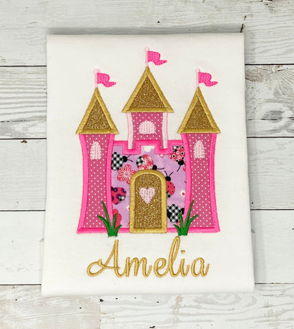 Castle Name Shirt, Girls Birthday Shirt, Princess Shirt , Mermaid Age Name Shirt, Girls Birthday Shirt, Embroidery Shirt, Gift for Girl