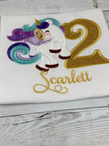 Dancing Unicorn Birthday Shirt, Girls Birthday Shirt, Flower Unicorn Shirt, Unicorn Birthday Shirt, Embroidery Birthday Shirt, Gift for Girl
