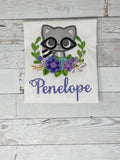 Raccoon Name Shirt, Girls Raccoon Name Shirt, Raccoon Embroidered Shirt, Animal Em Shirt, Embroidery Birthday Shirt, Gift for Girl