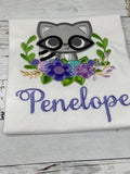 Raccoon Name Shirt, Girls Raccoon Name Shirt, Raccoon Embroidered Shirt, Animal Em Shirt, Embroidery Birthday Shirt, Gift for Girl