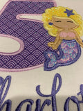 Mermaid Birthday Shirt, Girls Birthday Shirt, Mermaid Scale, Mermaid Age Name Shirt, Girls Birthday Shirt, Embroidery Shirt, Gift for Girl