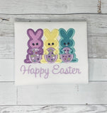 Bunny Trio Easter Egg Shirt, Girls Easter Shirt, Easter Bunny Top, Happy Easter Shirt, Three Bunny Shirt, Embroidery Shirt, Gift for Girl