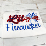 Lil Firecracker Embroidered Shirt for girls, Patriotic Shirt for girl, Embroidery Fourth of July Shirt, July 4th shirt girls, customizable