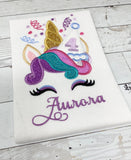 Unicorn Age on Hat Birthday Shirt, Girls Birthday Shirt, Flower Unicorn Shirt, Custom Birthday Top, Embroidery Birthday Shirt, Gift for Girl