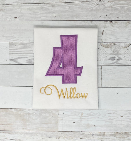 Knitted Number Birthday Shirt, Girls Birthday Shirt, Birthday Age Shirt, Girl’s Custom Shirt, Personalized , Embroidery Shirt, Gift for Girl