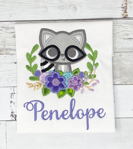 Raccoon Name Shirt, Girls Raccoon Name Shirt, Raccoon Embroidered Shirt, Animal Em Shirt, Embroidery Birthday Shirt, Gift for Girl