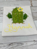 Cactus Name Shirt, Girls Cactus Name Shirt, Cactus Succulent Embroidered Shirt, Plant Shirt, Embroidery Birthday Shirt, Gift for Girl