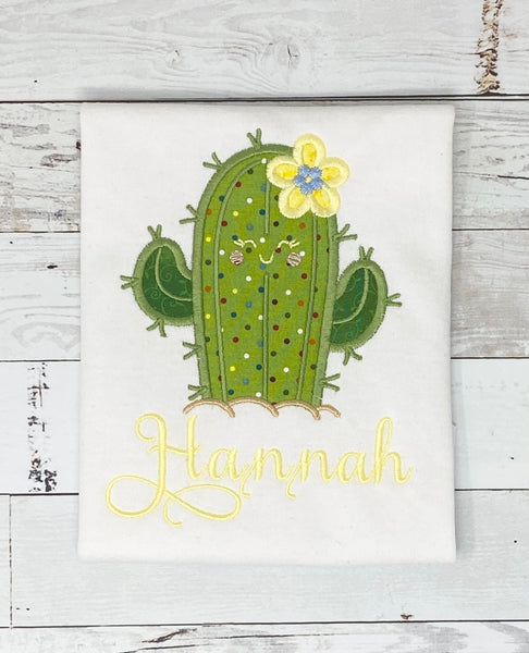 Cactus Name Shirt, Girls Cactus Name Shirt, Cactus Succulent Embroidered Shirt, Plant Shirt, Embroidery Birthday Shirt, Gift for Girl
