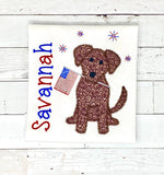 Puppy Dog Patriotic Embroidered Shirt for girls, girls Flag Shirt, Embroidery Fourth of July Shirt, July 4th shirt girls, customizable