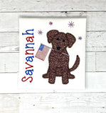 Puppy Dog Patriotic Embroidered Shirt for girls, girls Flag Shirt, Embroidery Fourth of July Shirt, July 4th shirt girls, customizable