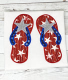Summer Flip Flops Embroidered Shirt for girls, Patriotic Shirt for girl, Embroidery Fourth of July Shirt, July 4th shirt girls, customizable