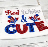 Red White & Cute Embroidered Shirt for girls, Patriotic Shirt for girl, Embroidery Fourth of July Shirt, July 4th shirt girls, customizable