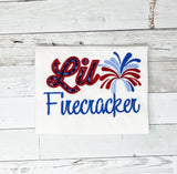 Lil Firecracker Embroidered Shirt for girls, Patriotic Shirt for girl, Embroidery Fourth of July Shirt, July 4th shirt girls, customizable