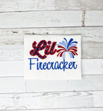 Lil Firecracker Embroidered Shirt for girls, Patriotic Shirt for girl, Embroidery Fourth of July Shirt, July 4th shirt girls, customizable