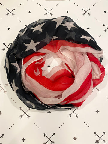 American Flag patriotic Red White and Blue Stars and Stripes infinity circle loop or eternity scarf Fourth of July scarf, Memorial Day scarf