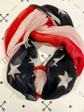 American Flag patriotic Red White and Blue Stars and Stripes infinity circle loop or eternity scarf Fourth of July scarf, Memorial Day scarf