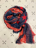 American Flag patriotic Red White and Blue Stars and Stripes,tie to create infinity scarf Fourth of July scarf, Memorial Day scarf