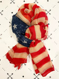 American Flag patriotic Vintage Red White and Blue Stars and Stripes scarf, Fourth of July scarf, Memorial Day, Americana Scarf