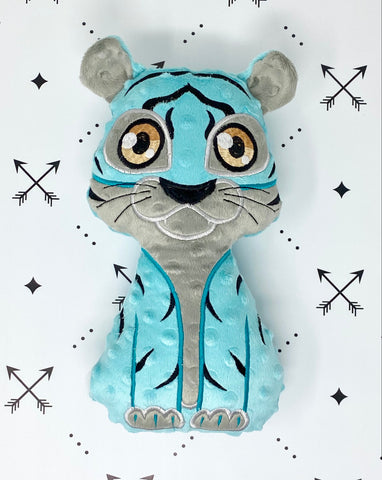 Tiger Stuffie, Stuffie Tiger, Male tiger Stuffie doll, Cute stuffed Animal, Cat plushie Animal, stuffie lover, Aqua male tiger