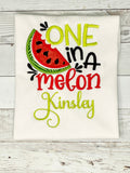 One in a Melon Name Shirt, Girls Watermelon Name Shirt, Birthday Melon Embroidered Shirt, watermelon Shirt, Embroidery  Shirt, Gift for Girl
