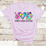 Peace Love Rescue Shirt, Dog Lover Shirt, Dog Rescue Shirt, Tie Dye Dog Shirt, Gift for Her, Gift for Mom, Peace Sign, Heart, Paw Unisex
