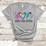 Peace Love Rescue Shirt, Dog Lover Shirt, Dog Rescue Shirt, Tie Dye Dog Shirt, Gift for Her, Gift for Mom, Peace Sign, Heart, Paw Unisex
