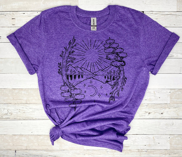 Landscape Shirt, Gift for Her, Camping Gift, Hiking Shirt, Outdoor Shirt, As Above So Below, Mountain Themed Shirts, Forest Shirt, Southwest