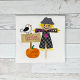 Scarecrow Scene Appliqué Shirt for girls, Sketch Embroidery Halloween Fall Shirt for girl, Embroidery Shirt, Fall shirt, customizable