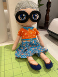 Grandma Stuffie Doll, Mom Doll, Gray hair  Dolls, Soft Dolls, Embroidered Dolls, Cute Stuffed Dolls, stuffie dolls