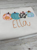 Preppy Pumpkin Shirt for girls, Sketch Pumpkins Embroidery Halloween Shirt for girl, Embroidery Pumpkin Top, Fall shirt girls, customizable