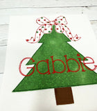 Tree with Bow Shirt for girls, Christmas Tree Embroidery Shirt for girl, Embroidery Tree Top, Winter shirt girls, customizable