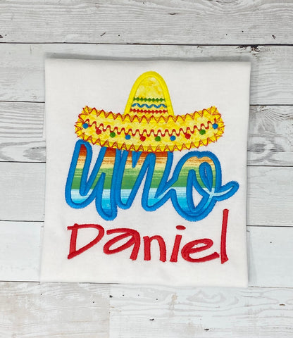Uno Birthday Shirt, Boys Birthday Shirt, Sombrero Birthday Shirt, Fiesta Birthday Shirt, Embroidery Birthday Shirt, Gift for Boys