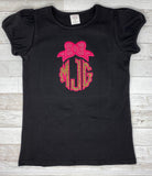 Leopard Scalloped Round Monogram Bow Shirt, Girls Initials Shirt, Cheetah Appliqué Name Shirt , Personalized Girls Shirt, Embroidery Shirt
