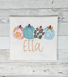 Preppy Pumpkin Shirt for girls, Sketch Pumpkins Embroidery Halloween Shirt for girl, Embroidery Pumpkin Top, Fall shirt girls, customizable