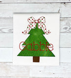 Tree with Bow Shirt for girls, Christmas Tree Embroidery Shirt for girl, Embroidery Tree Top, Winter shirt girls, customizable