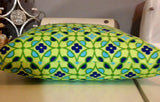 Was *32.00* Lime green with Navy and Light Blue pattern Pillow with insert included 18x18 inch with Gorgeous Home Decor Fabric on both sides