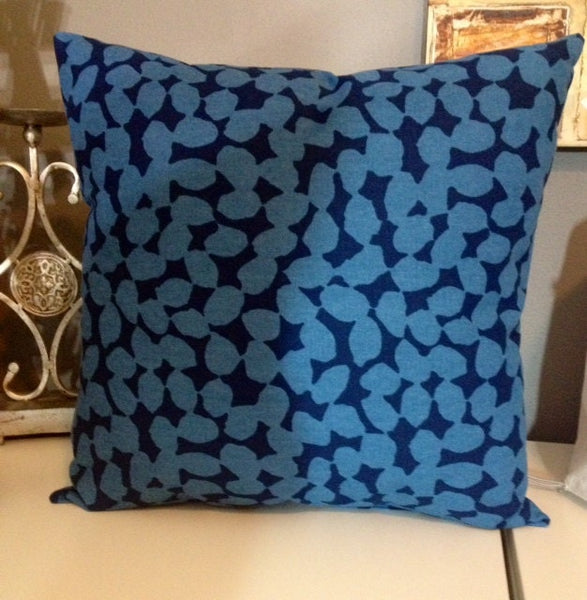 Was *32.00* Navy and Light Blue Pillow with insert included 18x18 inch with Gorgeous Home Decor Fabric on both sides