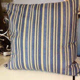 Was *35.00* Blue and tan "Ticking in Blue" pillow with insert included 18x18 inch with Gorgeous Tim Holtz Cotton Fabric on both sides