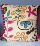 Beige, Blue, Pink, Yellow, Brown foliage pattern pillow cover, insert not included 14x14 inch with Gorgeous Home Decor Fabric on both sides
