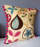 Beige, Blue, Pink, Yellow, Brown foliage pattern pillow cover, insert not included 14x14 inch with Gorgeous Home Decor Fabric on both sides