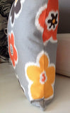 Was *32.00* Gray yellow orange and white flower decorative pillow, insert is included 16x16 inch home decor fabric on both sides