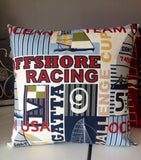 Was *32.00* Red Blue Green White Yellow Navy nautical sailboat theme decorative pillow, insert is included 18x18 inch Home decor fabric