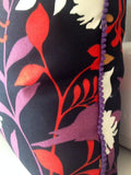 Was *32.00*Black / Red Purple White Yellow birds and leaves decorative pillow, insert is included 18x18 inch home decor fabric on both sides