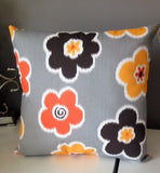 Was *32.00* Gray yellow orange and white flower decorative pillow, insert is included 16x16 inch home decor fabric on both sides