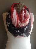 American Flag patriotic Red White and Blue Stars and Stripes infinity circle loop or eternity scarf Fourth of July scarf, Memorial Day scarf
