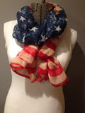 American Flag patriotic Vintage Red White and Blue Stars and Stripes scarf, Fourth of July scarf, Memorial Day, Americana Scarf