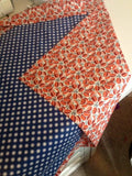 Blue, white and orange receiving blanket, toddler blanket, baby blanket, lovie, security blanket, crib blanket, car seat throw. Customizable