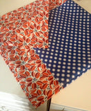 Blue, white and orange receiving blanket, toddler blanket, baby blanket, lovie, security blanket, crib blanket, car seat throw. Customizable