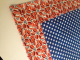 Blue, white and orange receiving blanket, toddler blanket, baby blanket, lovie, security blanket, crib blanket, car seat throw. Customizable